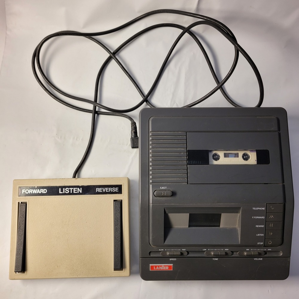 Lanier VW-110 Cassette Transcriber Transcription Unit + LX-055-5 Foot Pedal WORK